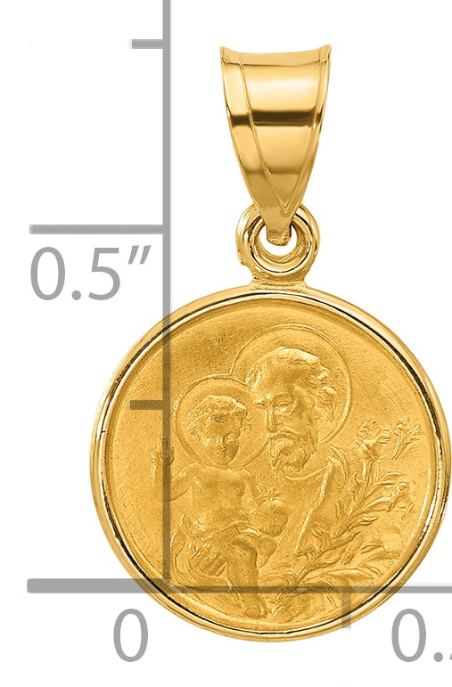 14k Polished and Satin Solid St Joseph Medal