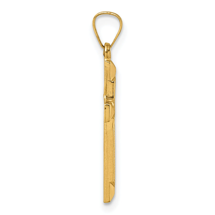 14k Polished And Textured Cross Pendant