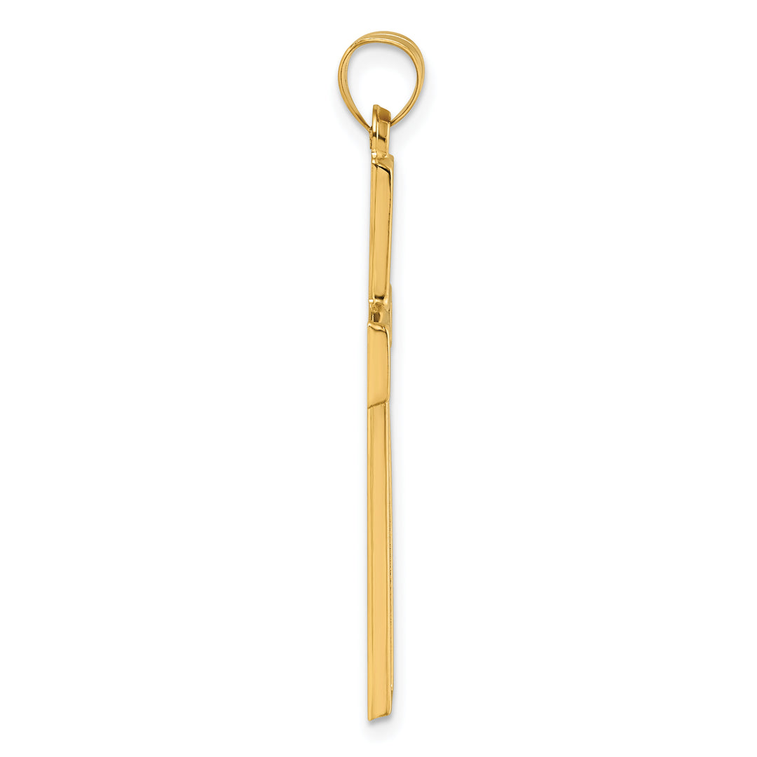 14k with White Rhodium Polished Religious Cross Pendant