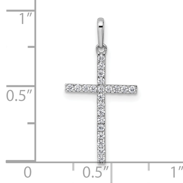 14k White Gold Polished CZ Cross Pendant