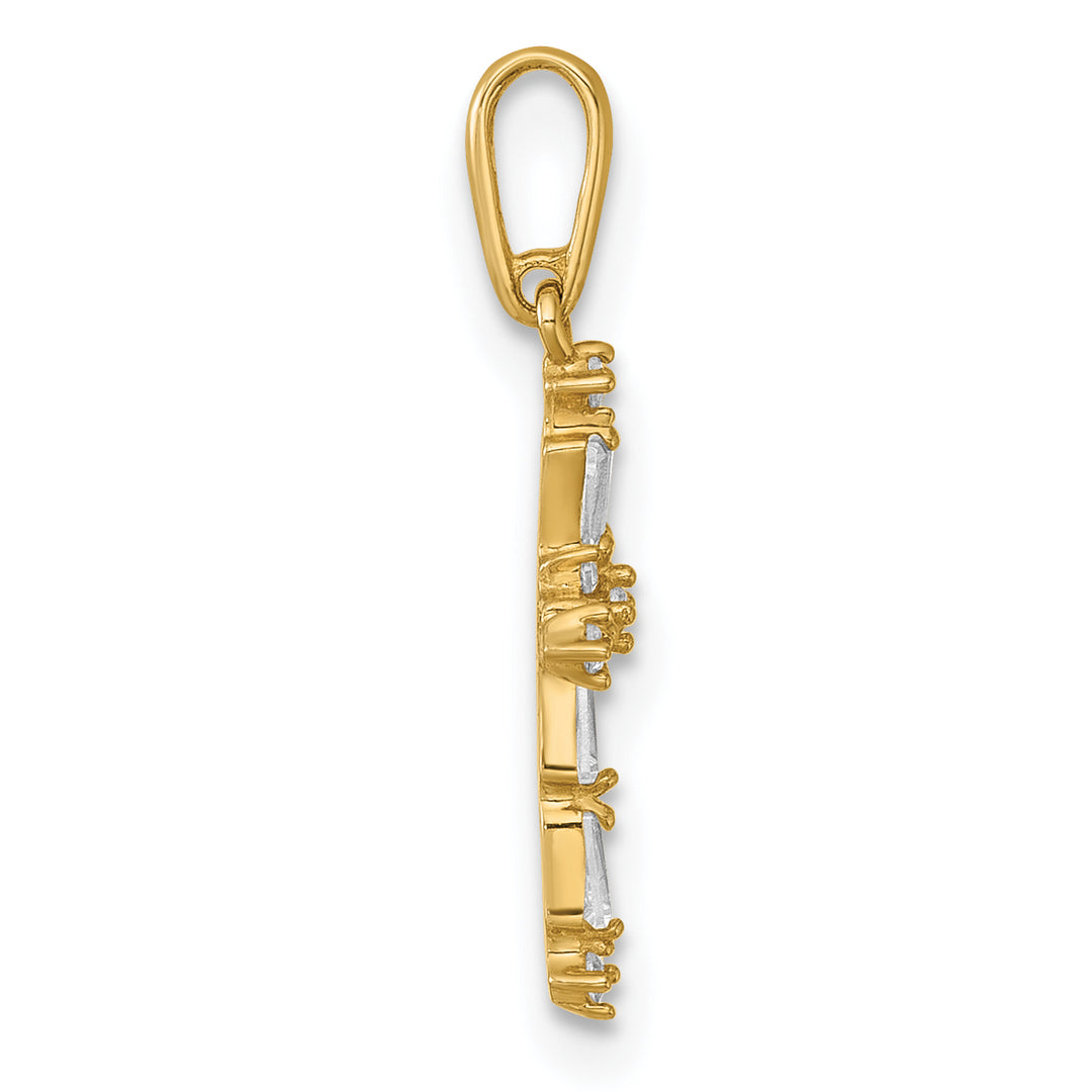 14k Polished Fancy CZ Cross Pendant