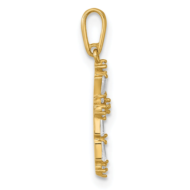 14k Polished Fancy CZ Cross Pendant