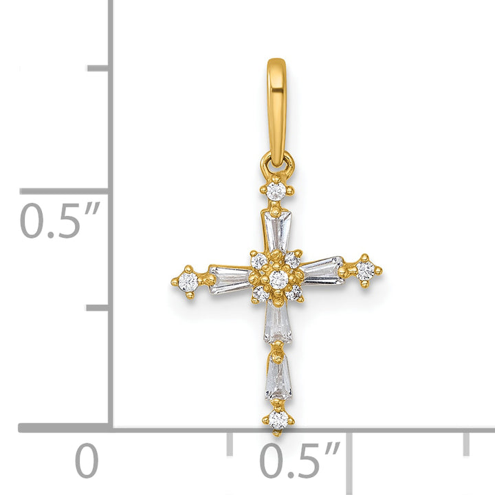 14k Polished Fancy CZ Cross Pendant