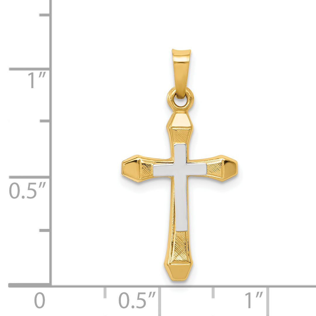 14ky w/ Rhodium Hollow Cross Pendant
