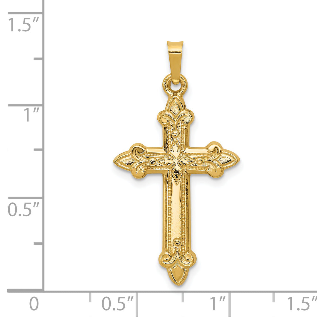 14k Fleur De Lis Cross Pendant