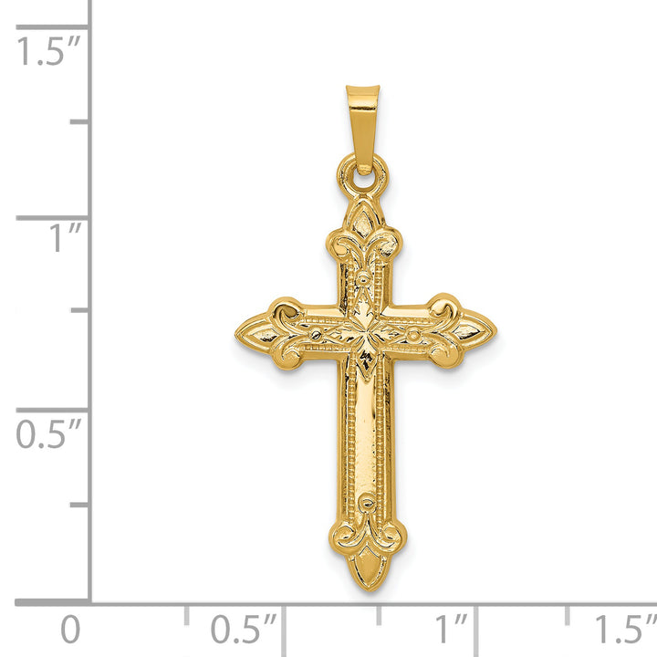 14k Fleur De Lis Cross Pendant