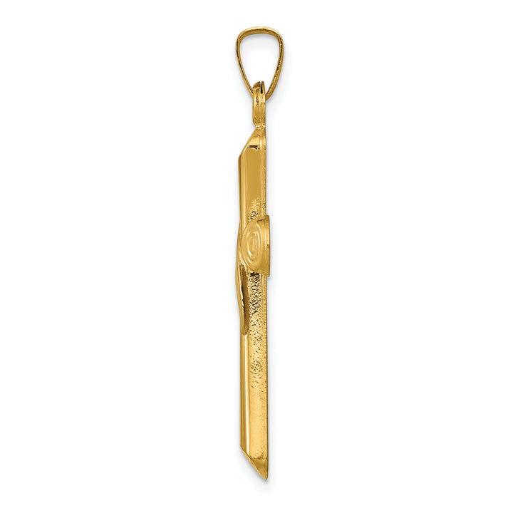 14K Two-Tone Hollow Cross w/Drape Pendant