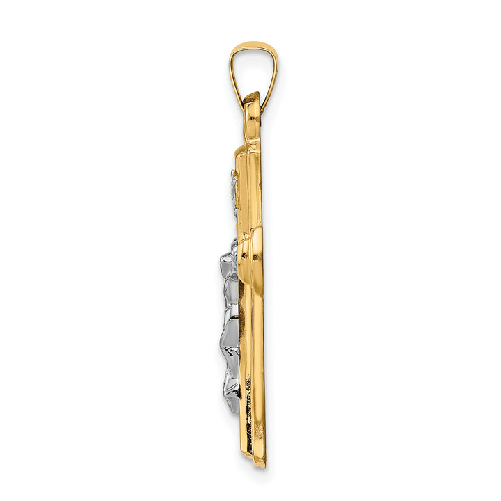 14k Two-tone INRI Hollow Crucifix Pendant