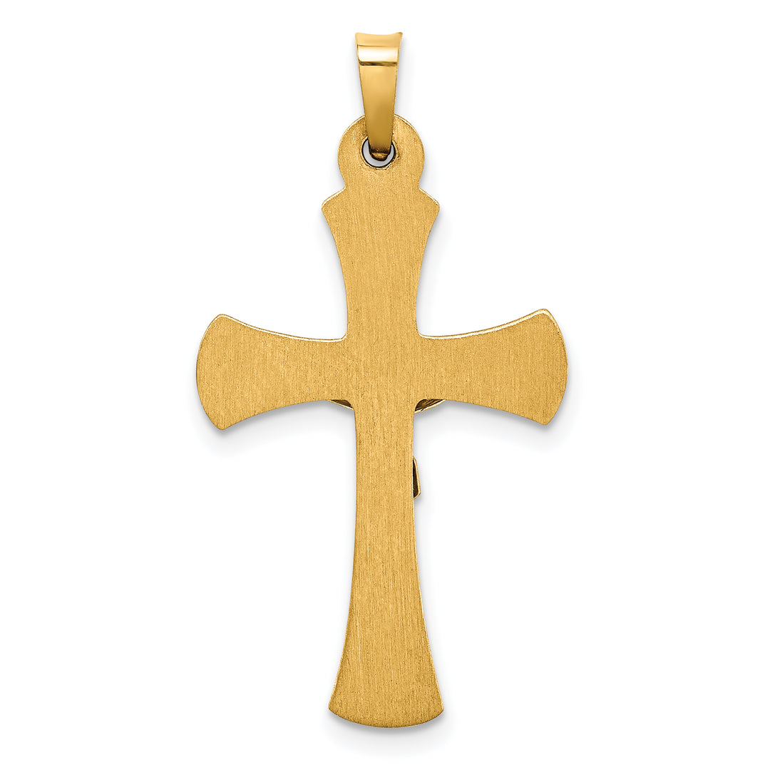 14k Two-tone INRI Hollow Crucifix Pendant