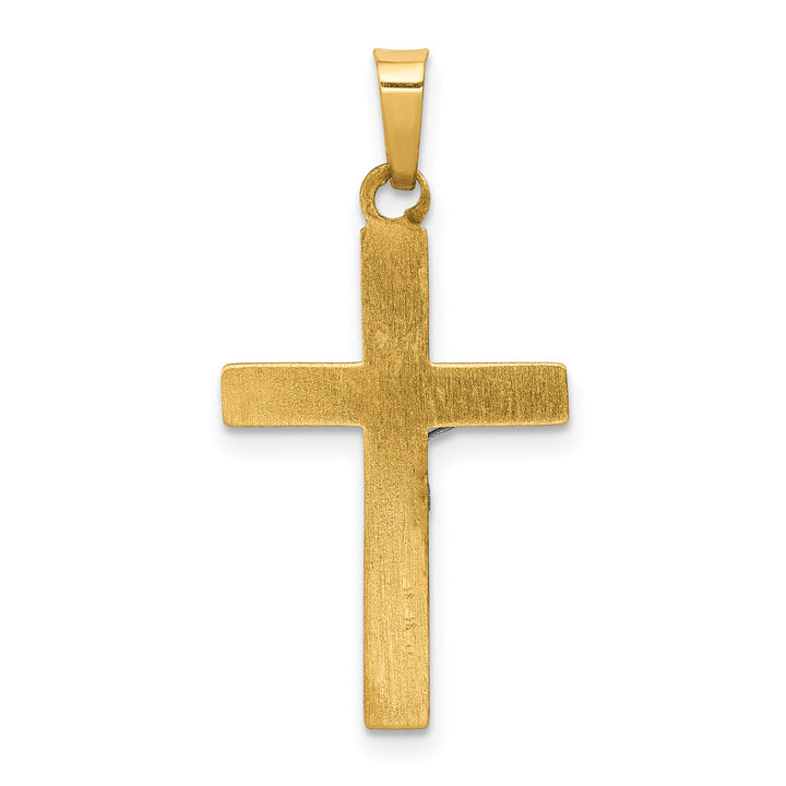 14k Two-tone INRI Hollow Crucifix Pendant