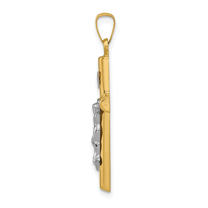 14k Two-tone INRI Hollow Crucifix Pendant