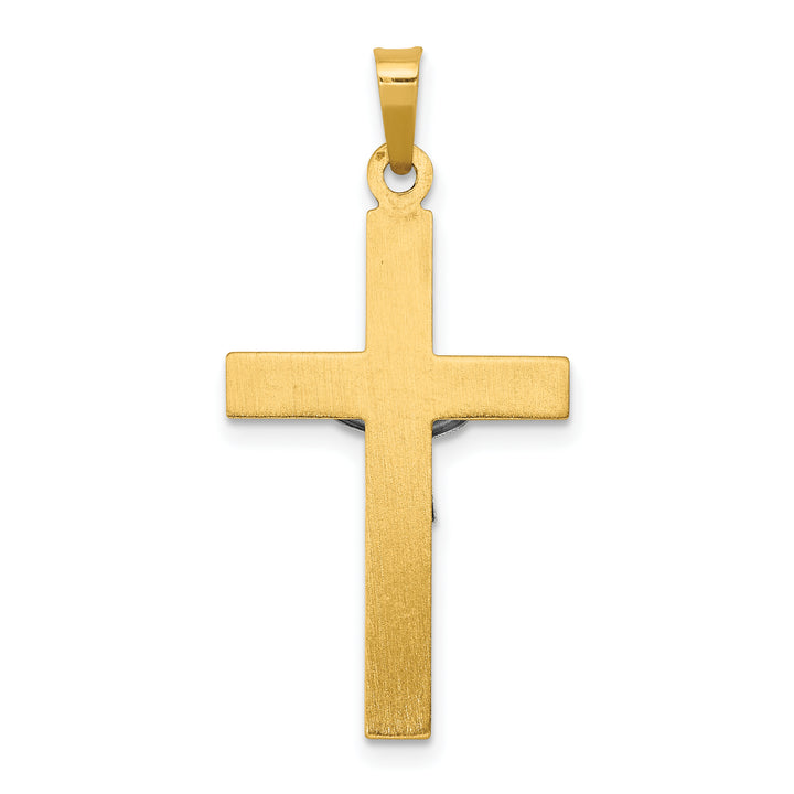 14k Two-tone INRI Hollow Crucifix Pendant