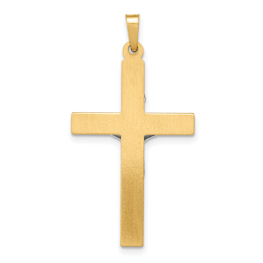14k Two-tone INRI Hollow Crucifix Pendant