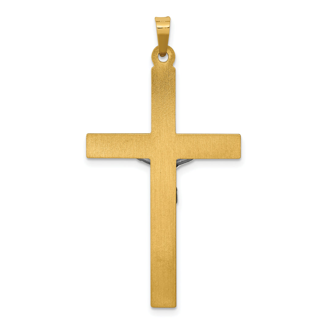 14k Two-tone INRI Hollow Crucifix Pendant