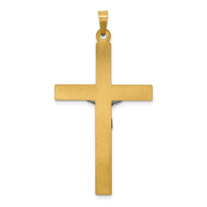 14k Two-tone INRI Hollow Crucifix Pendant
