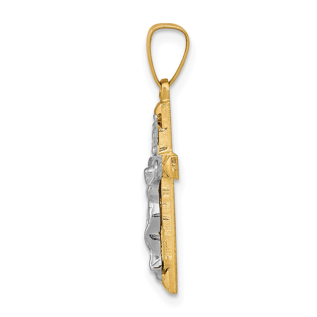 14k Two-tone INRI Hollow Crucifix Pendant