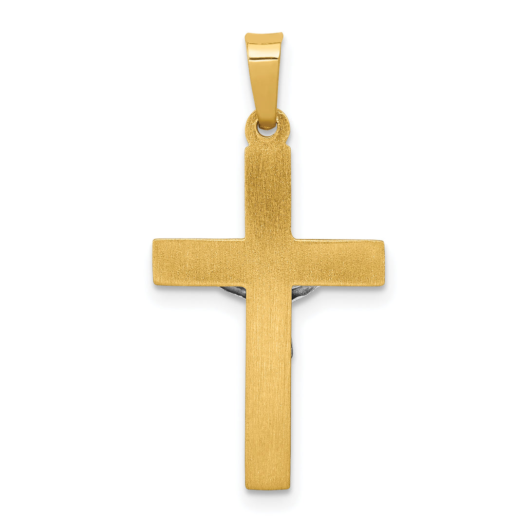 14k Two-tone INRI Hollow Crucifix Pendant