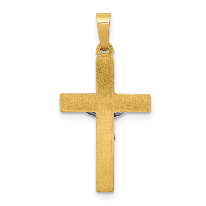 14k Two-tone INRI Hollow Crucifix Pendant