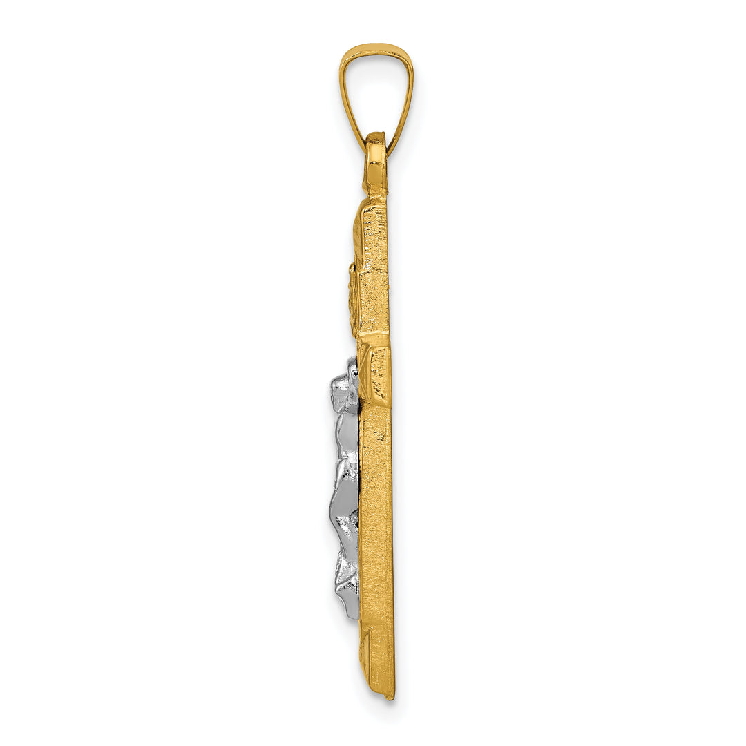 14k Two-tone INRI Hollow Crucifix Pendant