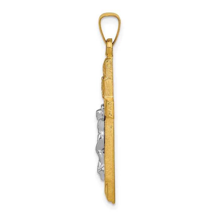 14k Two-tone INRI Hollow Crucifix Pendant