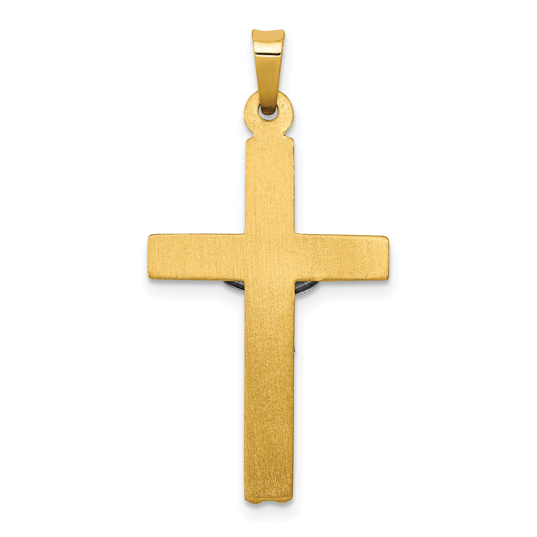14k Two-tone INRI Hollow Crucifix Pendant