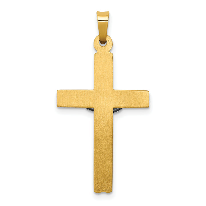 14k Two-tone INRI Hollow Crucifix Pendant