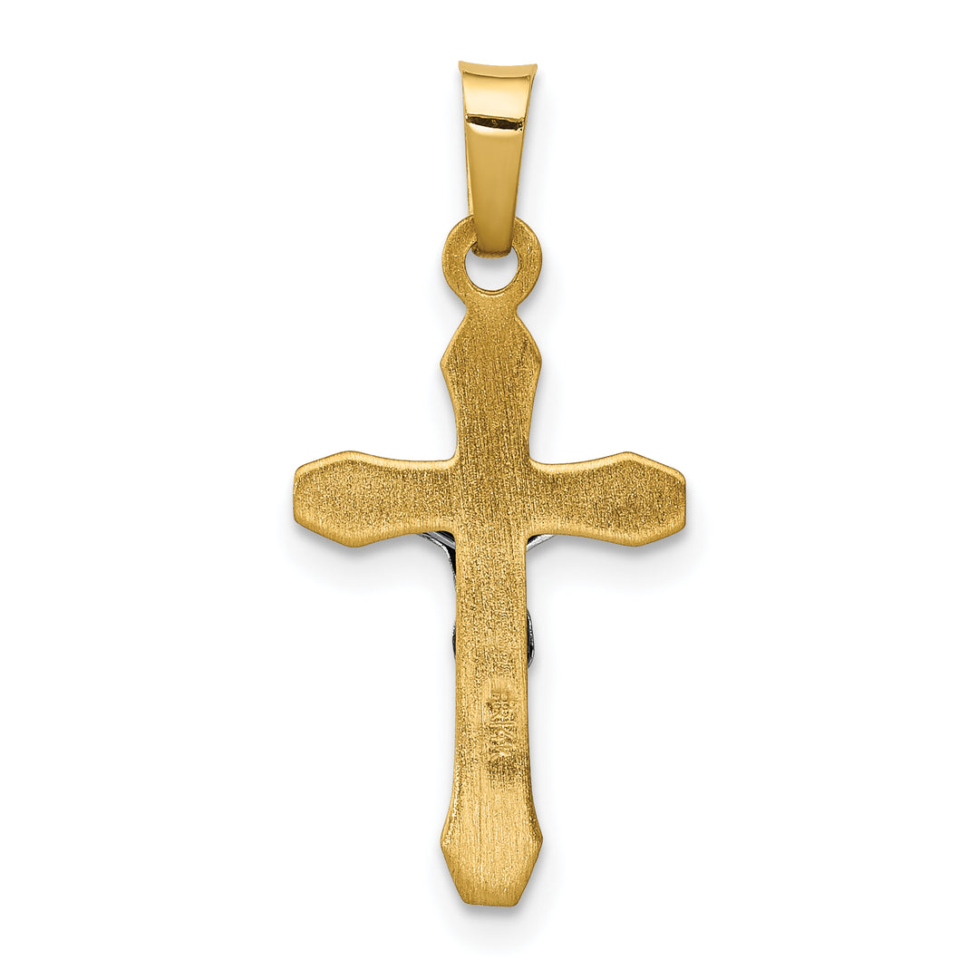 14k Two-tone INRI Hollow Crucifix Pendant