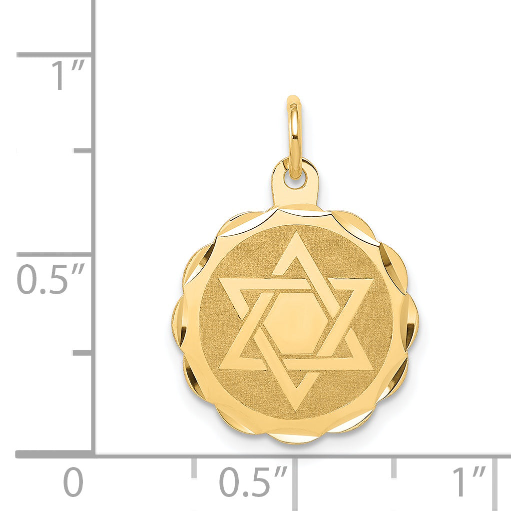 14k Solid Star of David Disc Charm