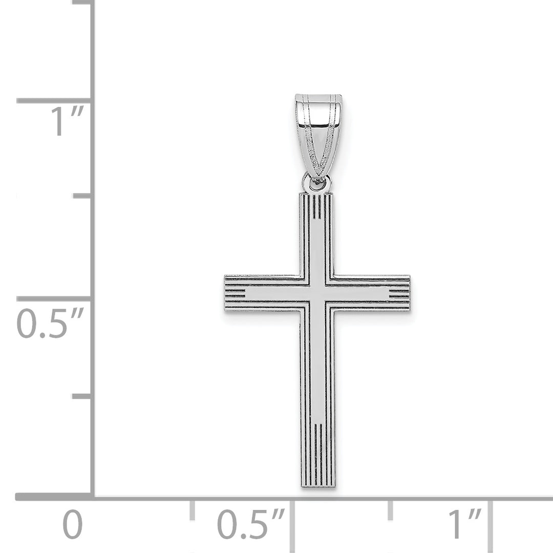 14k White Laser Etched Cross Charm