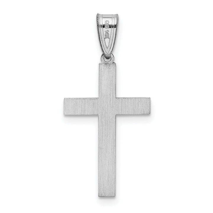 14k White Laser Etched Cross Charm