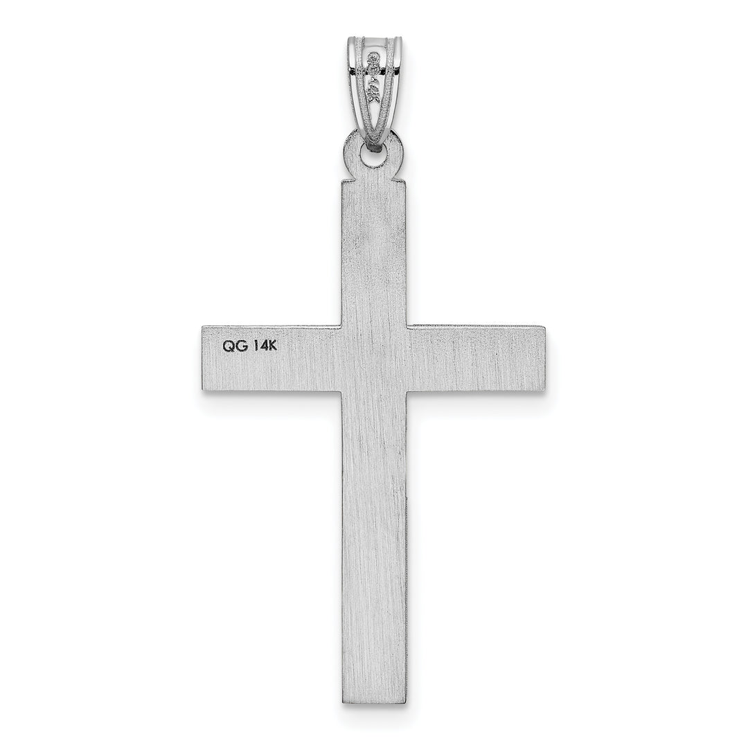 14k White Laser Etched Cross Charm