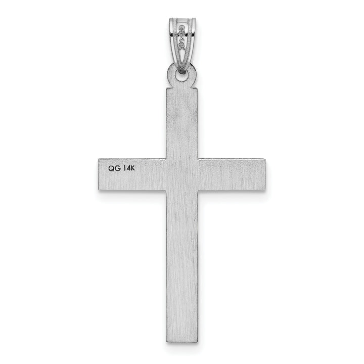 14k White Laser Etched Cross Charm
