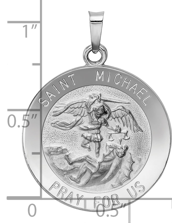 14k White Gold Saint Michael Medal Pendant