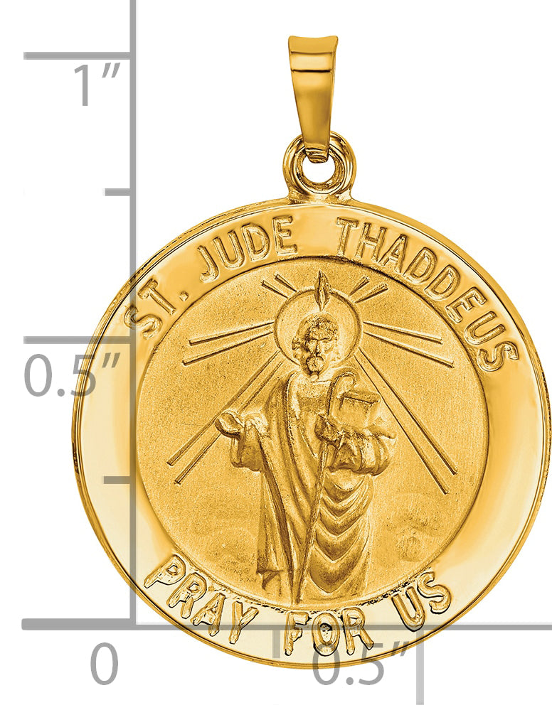 14k Saint Jude Medal Hollow Pendant
