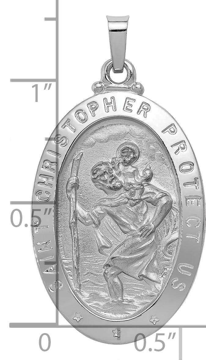 14k White Gold Saint Christopher Medal Pendant