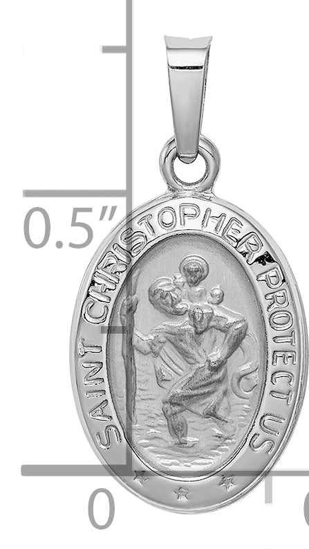 14k White Gold Saint Christopher Medal Charm
