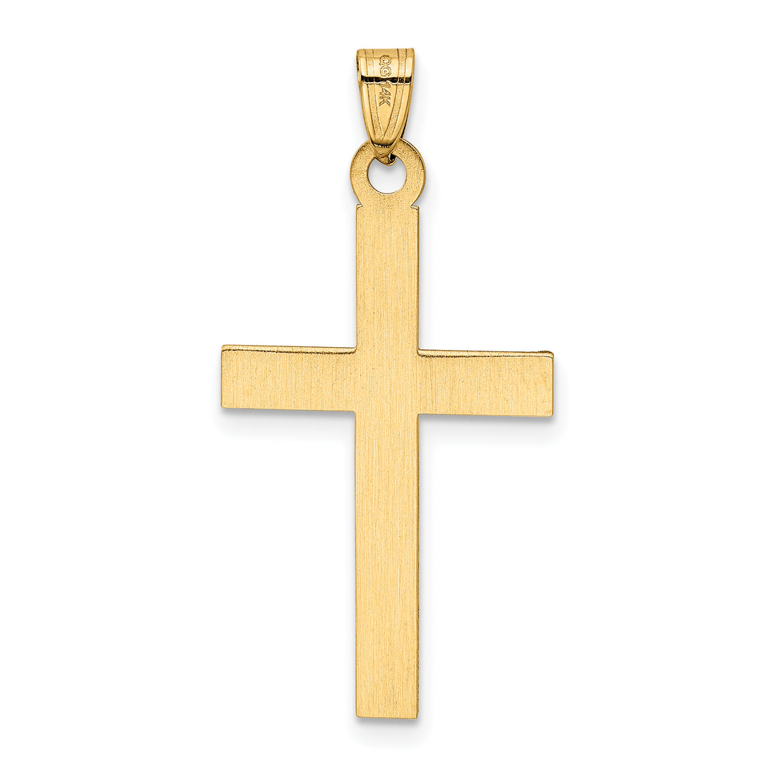 14k Laser Etched Cross Charm