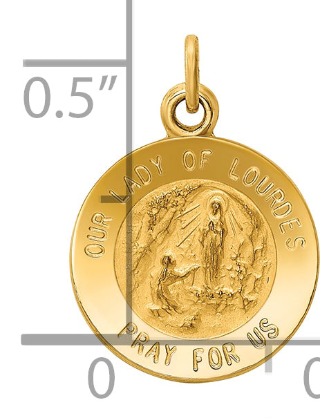 14k Our Lady of Lourdes Medal Charm
