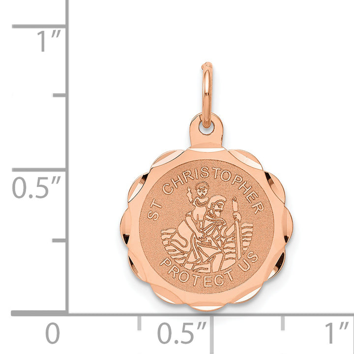 14k Rose Gold Saint Christopher Medal Charm
