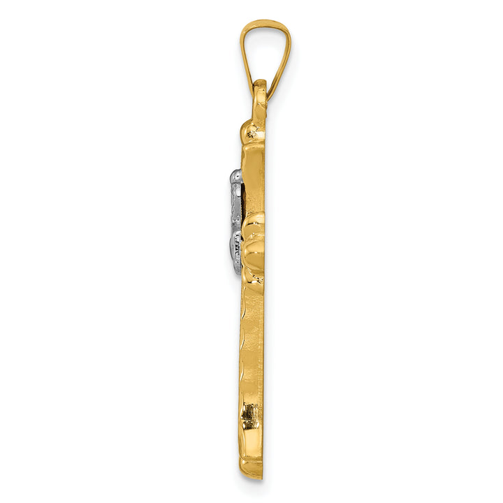 14k Two-tone Claddagh Cross Pendant