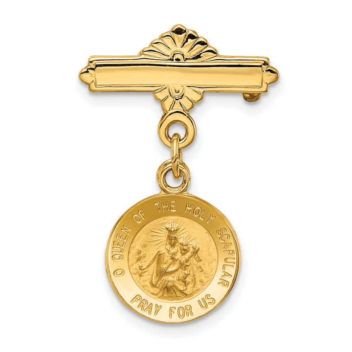 14k Reversible Queen of the Holy Scapular/Sacred Heart Medal Pin