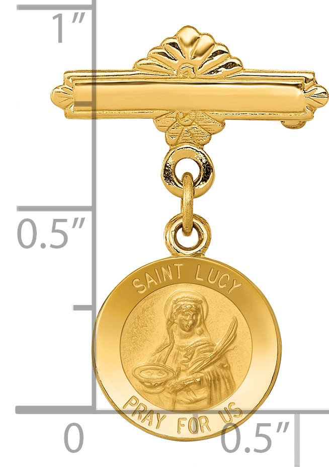 14k Saint Lucy Medal Pin