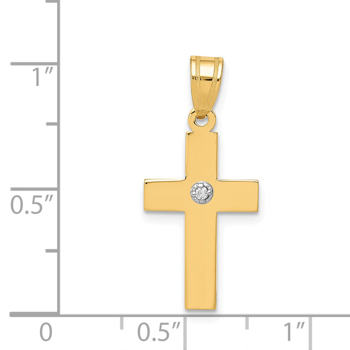 14k Polished .01ct. Diamond Cross Pendant