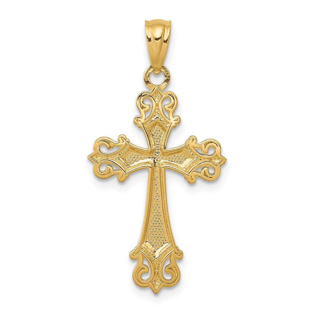 14k and Rhodium D/C Cross Pendant