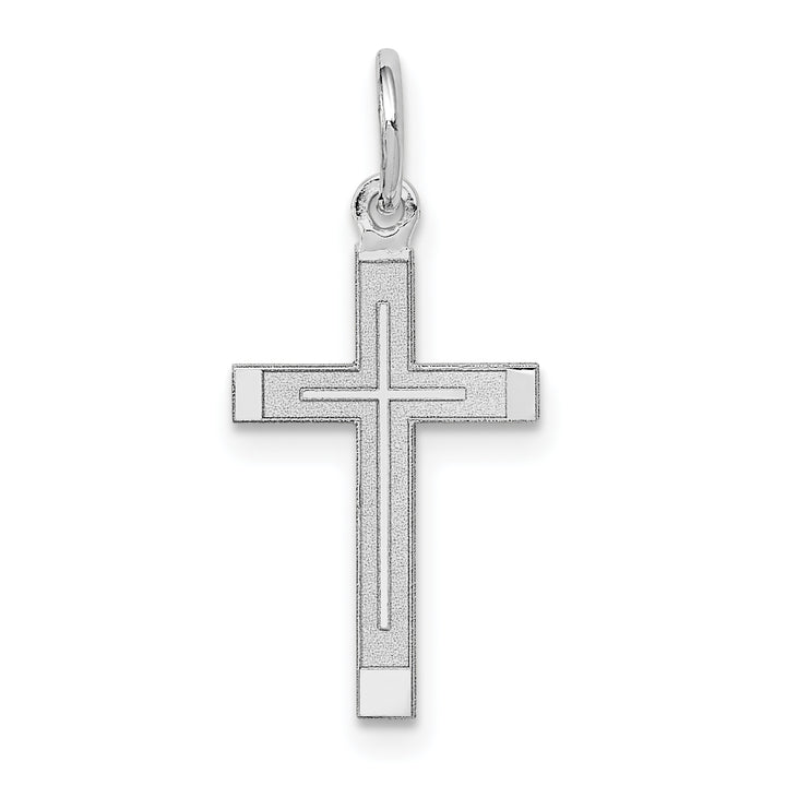14K White Gold Laser Designed Cross Charm