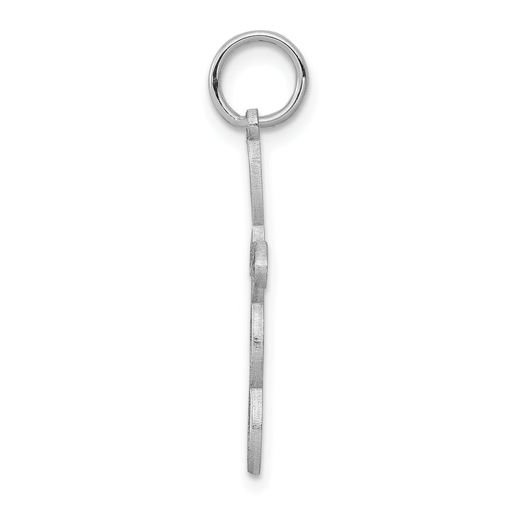 14K White Gold Loop w/Center Heart Cross Charm