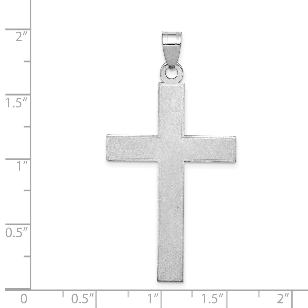 14k White Gold Florentine Satin Cross Pendant