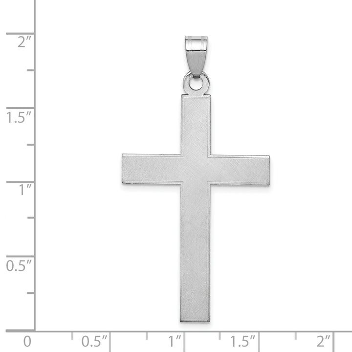 14k White Gold Florentine Satin Cross Pendant