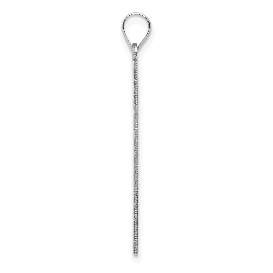 14k White Gold Solid Laser Etched Cross Pendant