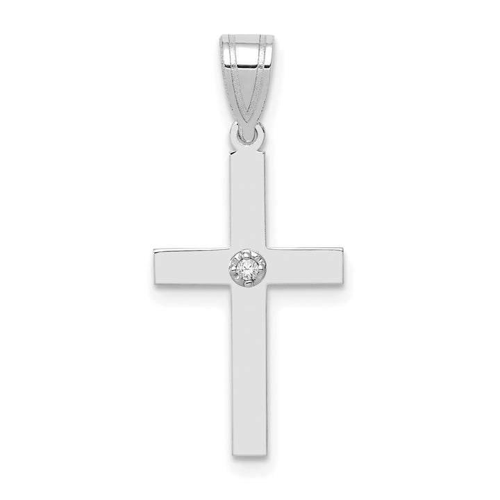 14k White Gold .01ct. Diamond Cross Pendant